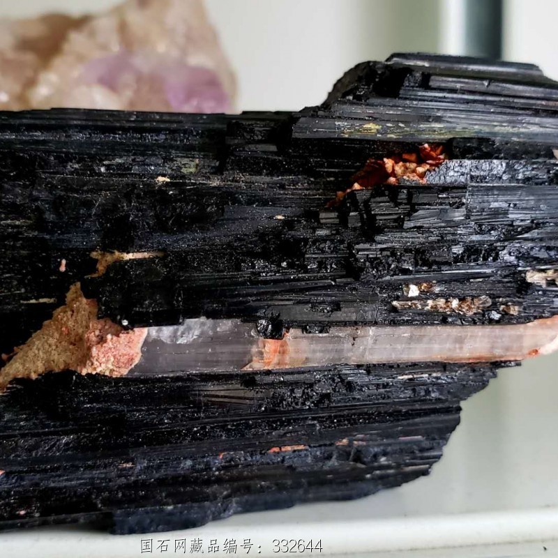 黑碧玺原石黑电气石伴生白水晶矿晶矿标天然原矿矿物晶体标本