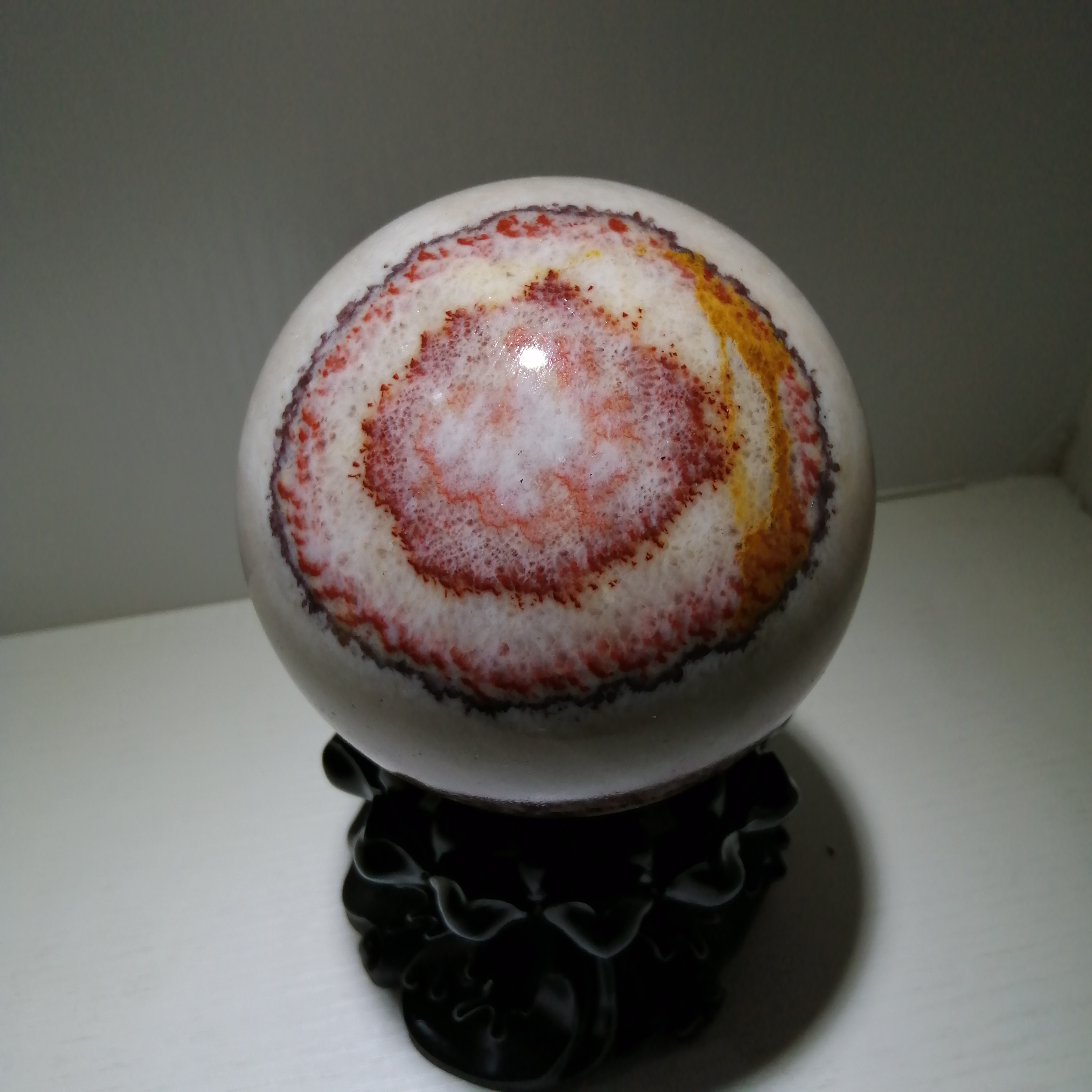 红纹石石球象形月亮鸿运当头