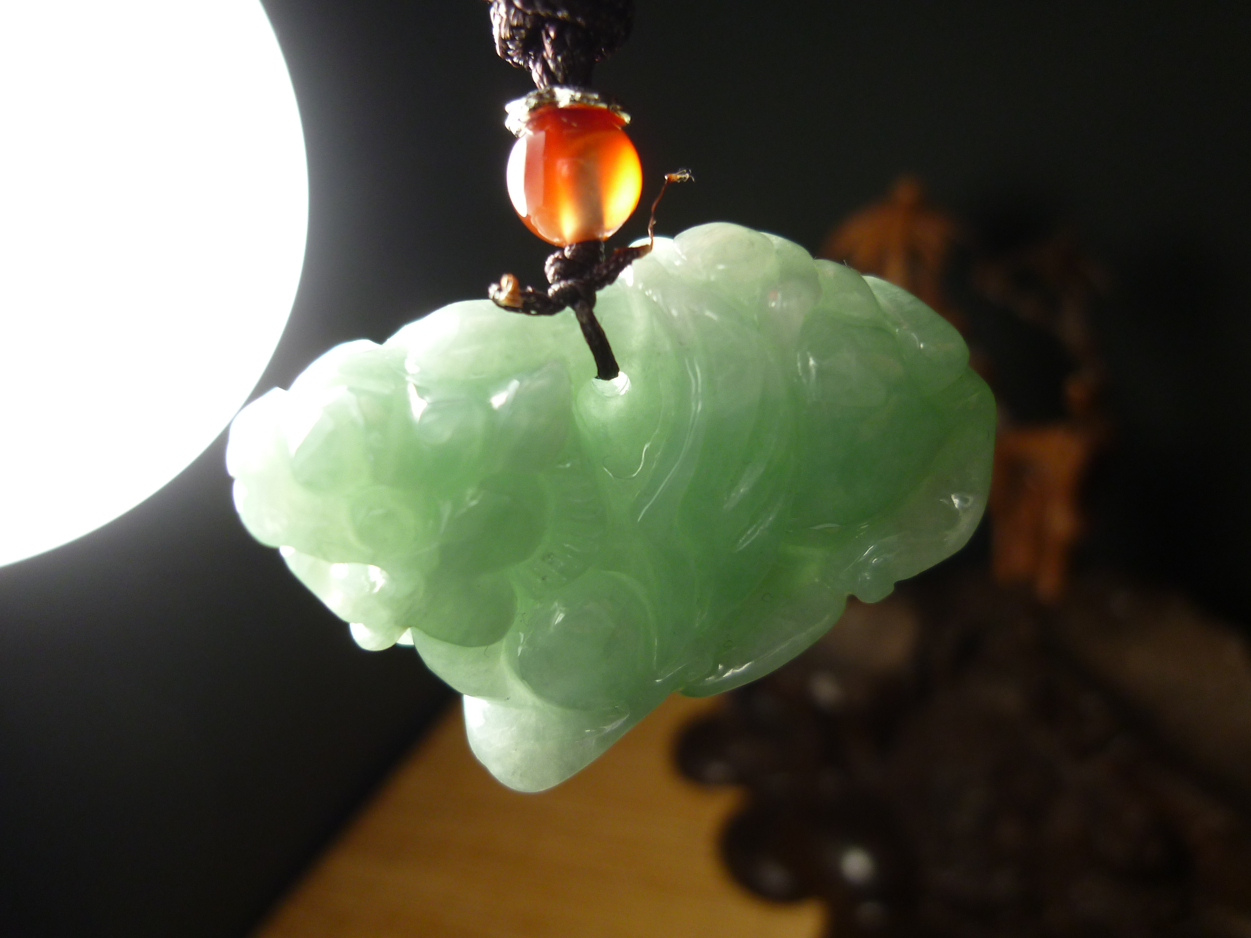 缅甸老坑翡翠a货,高糯化果绿底精工望天貔貅,高3.3cm,保真