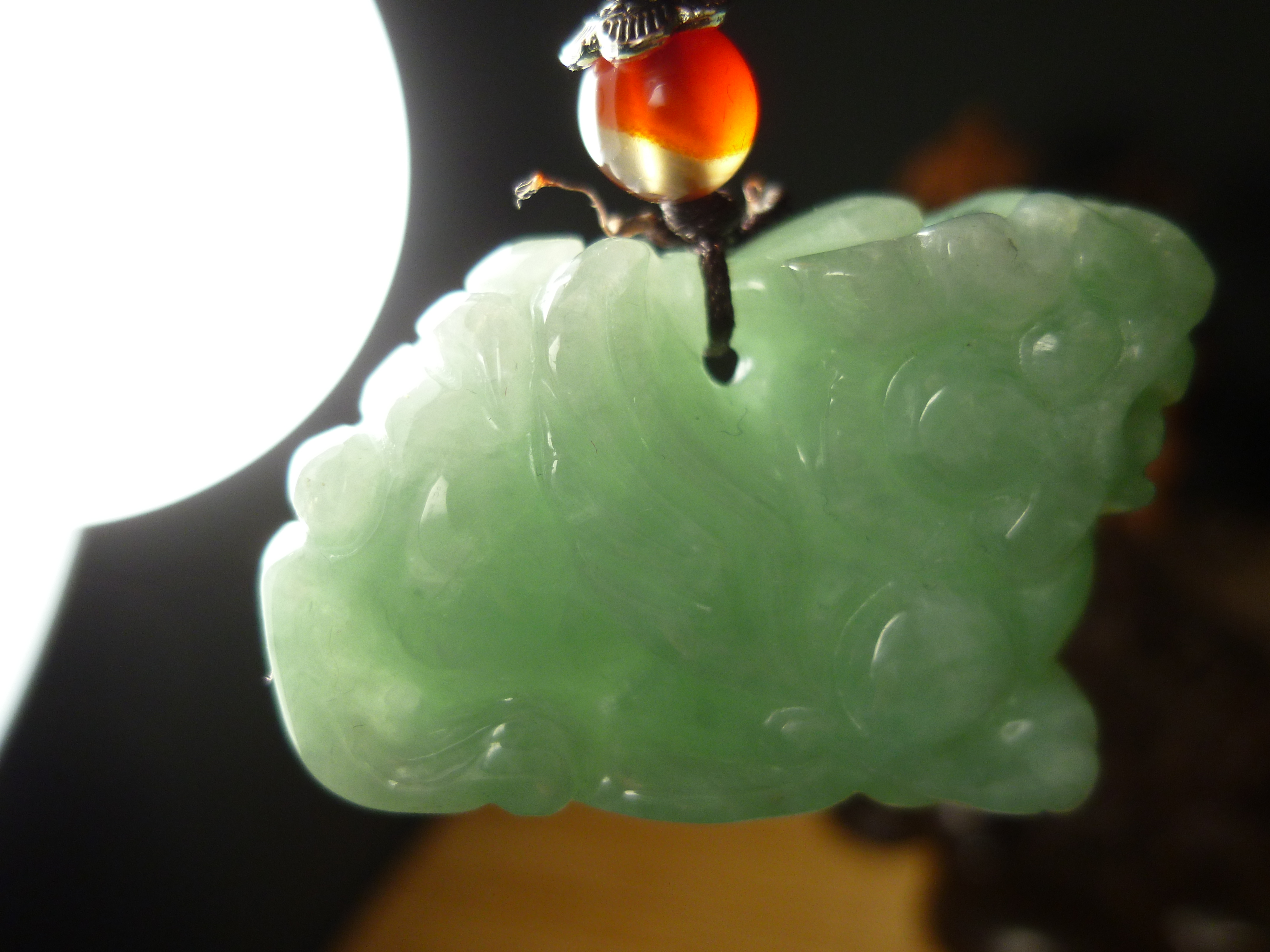 缅甸老坑翡翠a货,高糯化果绿底精工望天貔貅,高3.3cm,保真